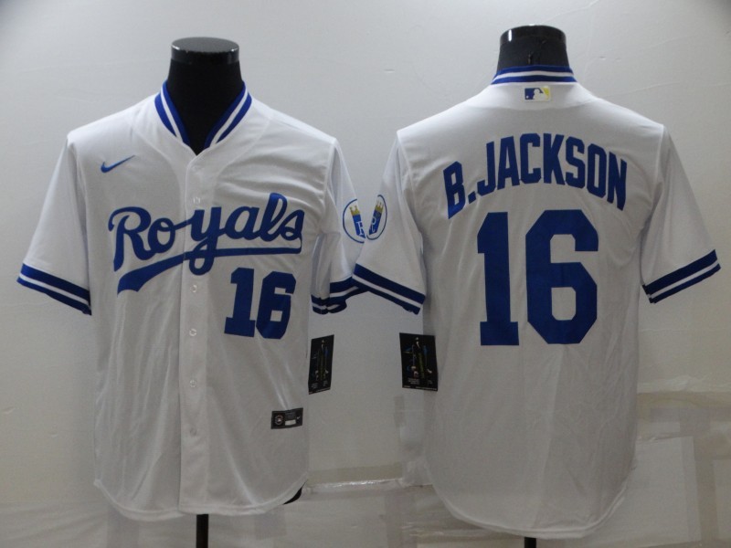 Men's Kansas City Royals Bo Jackson #16 White Stitched Jersey